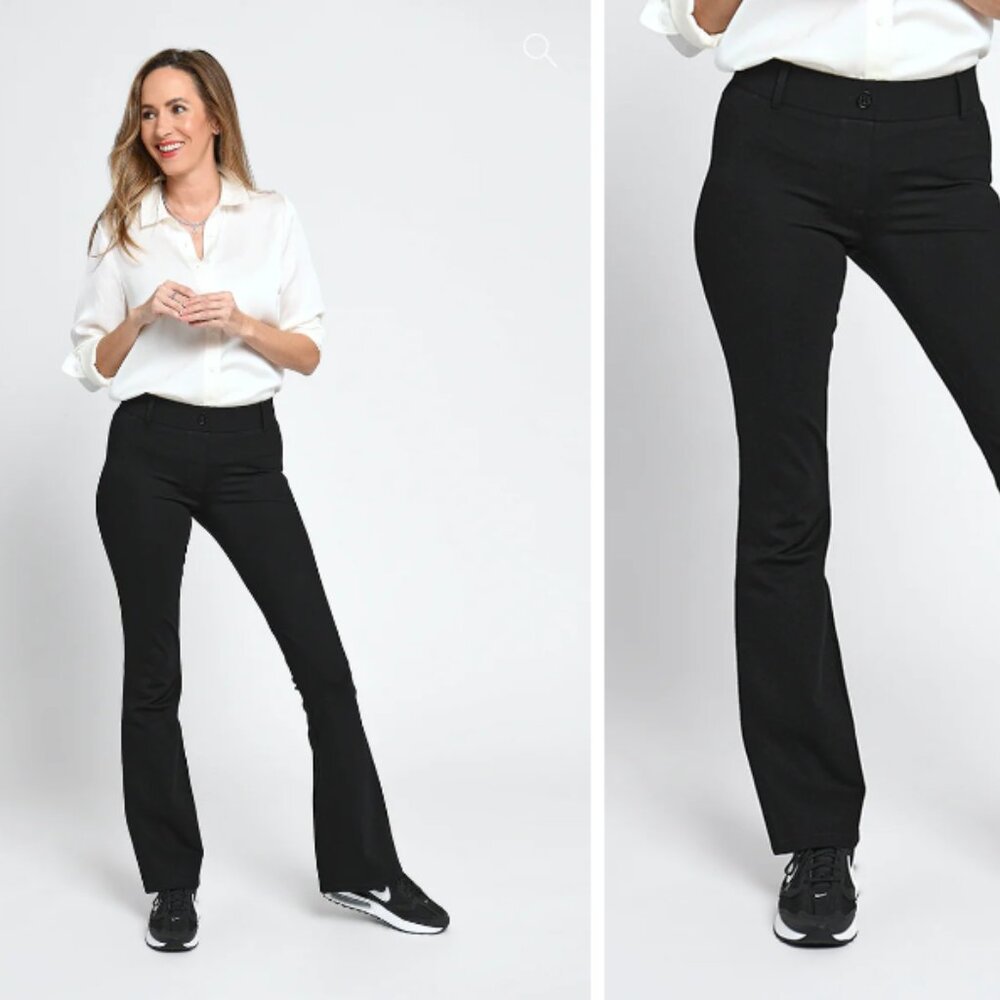 Betabrand  Classic Dress Pant Yoga Pant  Bootcut  Size Medium Petite  Black